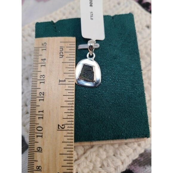 Sterling Silver Moldavite Pendant – Raw Green Tektite 925 Modern Artisan Jewelry - Picture 4 of 4